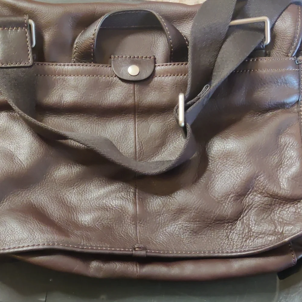 Fossil Brown Leather Briefcase Unisex